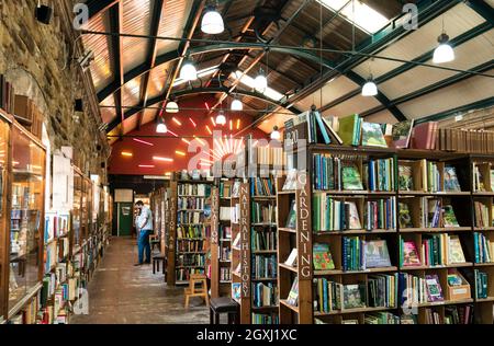 Alnwick Barter Books Alnwick Interior shot of the bookshop and book shelves with secondhand books Alnwick Northumberland England GB UK Stock Photo