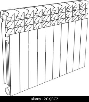 Vector link section heating radiator perspective view Stock Vector