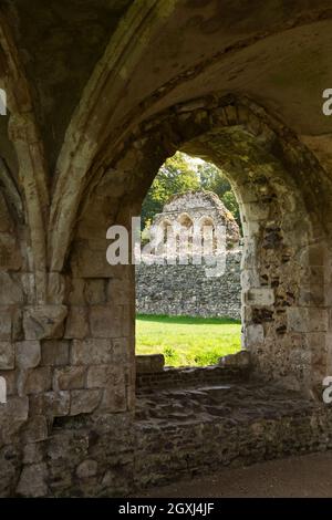 English Heritage run ruins of the medieval Abbey of the Blessed Mary of Waverley close to Farnham, Surrey, England, UK Stock Photo