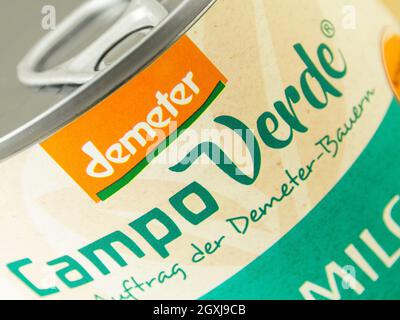 Hamburg, Germany - August 15  2021: Label Campo Verde Demeter Stock Photo