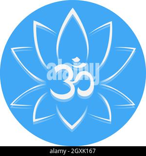 abstract lotus flower and Om symbol, vector illustration Stock Vector