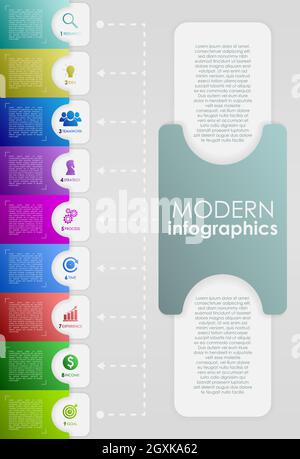 EPS10 Vector illustration. Business infographic process with realistic elements. Impact template design with icons and 9 steps. Stock Vector