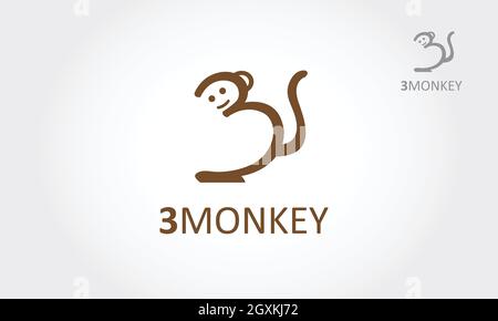 3Monkey Logo Template. Nice and smooth vector. Good use for your symbol, logo, icon, sticker design, wallpaper, or any design you want. Stock Vector