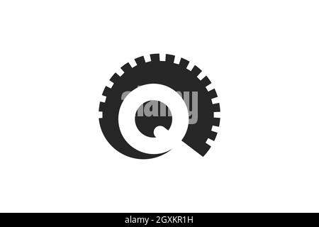 Horn letter Q logo design concept. Unique logo combination of circular horns with letter Q in negative space. Modern logo vintage style. Stock Vector