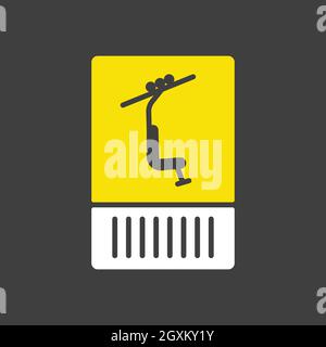 Ski pass vector glyph icon on dark background. Winter sign. Graph symbol for travel and tourism web site and apps design, logo, app, UI Stock Vector
