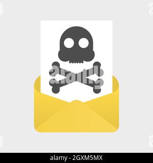 Malicious Email. Problem with Mail. Message with a Skull Stock Vector