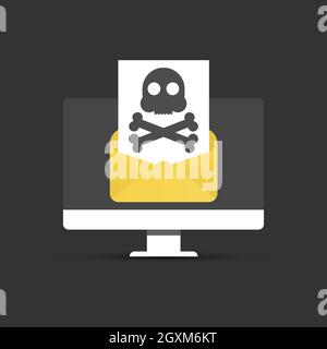 Danger Sign on the Computer. Vector Illustration Stock Vector