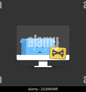 Danger Sign on the Computer. Vector Illustration Stock Vector