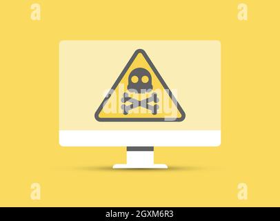 Danger Sign on the Computer. Vector Illustration Stock Vector