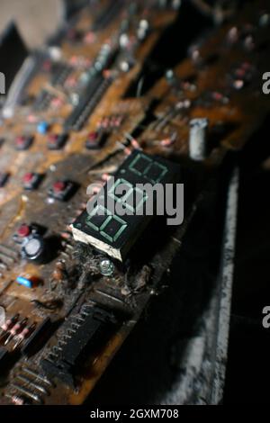 Close-up of vintage antique farm equipment mechanics and buttons Stock Photo