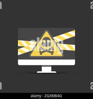 Danger Sign on the Computer. Vector Illustration Stock Vector