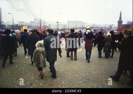 Red Square parade in Moscow on the 60th anniversary of the October Revolution, Moscow, November 7, 1977 Stock Photo