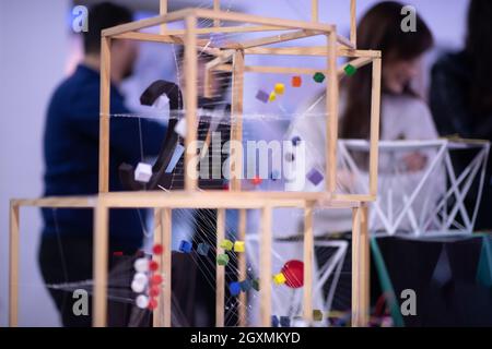 Abstract models printed by 3d printer close up Progressive modern additive technology Stock Photo