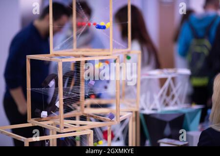 Abstract models printed by 3d printer close up Progressive modern additive technology Stock Photo