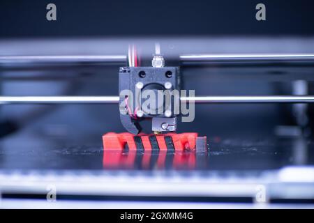 close up shot of 3D printer prints form figure Stock Photo