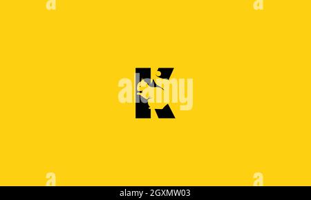 K logo with Squirrel in negative space Stock Vector