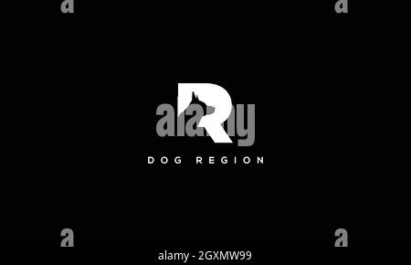 R dog logo negative space for illustration use Stock Vector