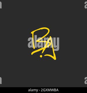 BA Logo design brush line art Stock Vector