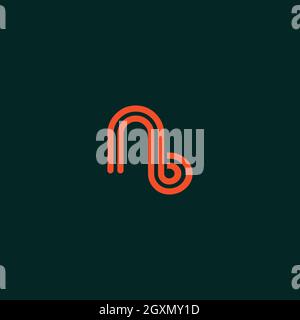 Letter AB or NB logo Design with line art for illustration use Stock Vector