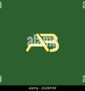 Letter AB or BA logo Design with line art for illustration use Stock Vector