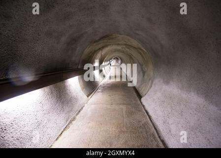 Long underground tunnel for pedestrians and cyclists Stock Photo