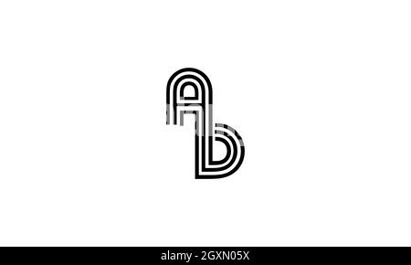 AD or DA minimal logo design in line art style Stock Vector