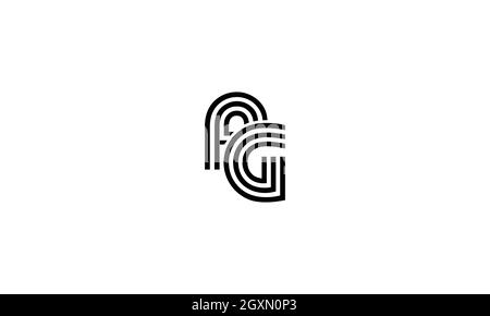 AG or GA or FG logo design in minimal line art style Stock Vector