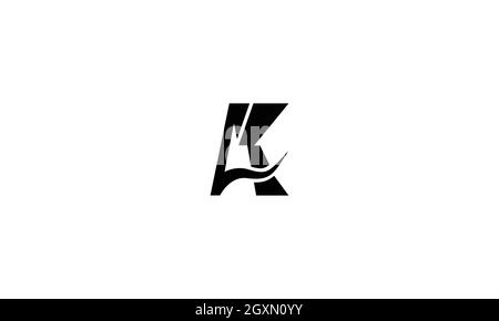AK or KA Logo design in minimal line art style showing Stock Vector