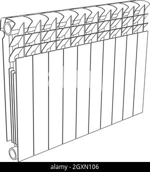 Vector link section heating radiator perspective view Stock Vector