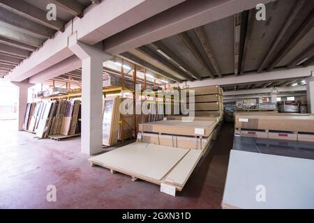 production Department of a big modern wooden furniture factory Stock Photo