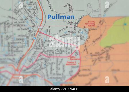 Map of Pullman, WA Stock Photo