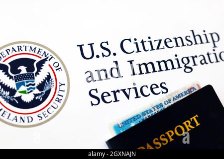 Logo U.S. Citizenship and Immigration Services Passport Stock Photo