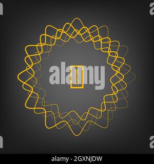 Yellow vector zigzag shape in ring form. Geometric art. Trendy design element for frame, round logo, tattoo, sign, symbol, web pages, prints, posters Stock Vector