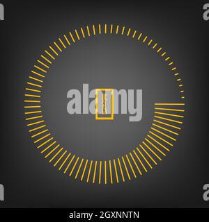 Yellow radial stripes in round form. Geometric art. Trendy design element for border frame, round technology logo, tattoo, symbol, web, prints Stock Vector