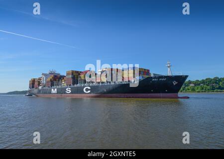 Container ship, MSC Vigo, Elbe, Hamburg