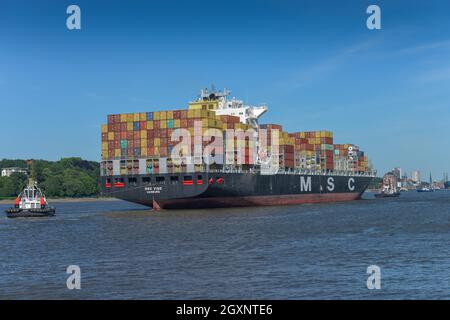 Container ship, MSC Vigo, Elbe, Hamburg