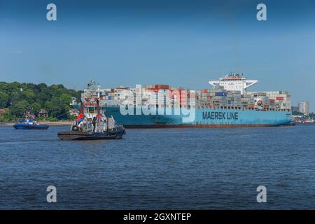 Container ship, Maers, Elbe, Hamburg, Guatemala