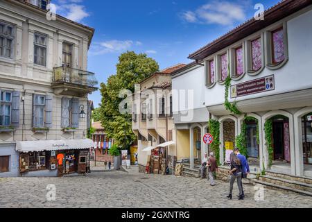 Old houses, historic old town, Plovdiv, Bulgaria Stock Photo