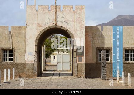 Entrance portal, infirmary, Tarrafal concentration camp, Santiago Island, Republic of Cape Verde Stock Photo