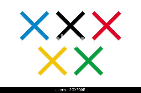 Abstract new olympic flag, competition ban 2020 - Vector illustration Stock Photo