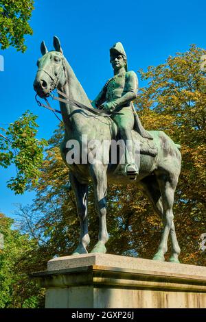 Equestrian statue of Frederick William III, Merseburg Palace Garden, Merseburg, Saxony-Anhalt, Germany Stock Photo