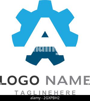 A letter Gear Logo Template vector icon illustration design Stock Vector