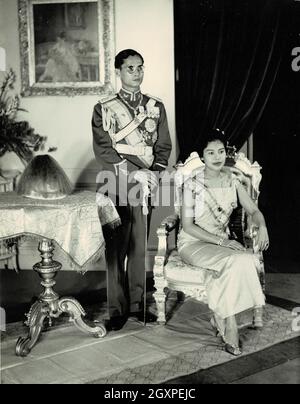 King Bhumibol Adulyadej and Queen Sirikit of Thailand Stock Photo