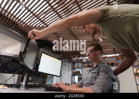 startup business people group working as team to find  solution to problem Stock Photo