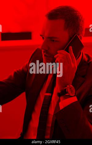 happy young business man portrait in bright modern office indoor Stock Photo