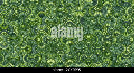Abstract geometric pattern circle overlapping traditional. Green background colorful for wallpaper, fabric, tile, clothing, wrapping Stock Vector