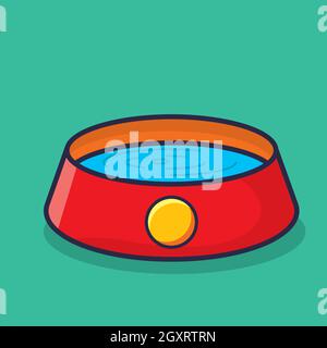 pet bowl with water isolated cartoon vector illustration in flat style Stock Vector