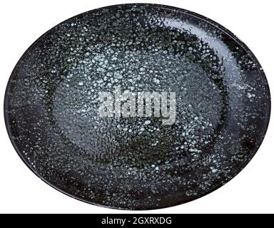 Black plate isolated over white background Stock Photo