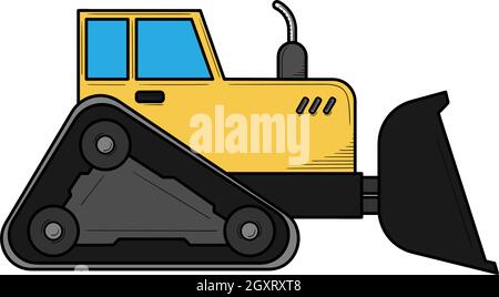 Bulldozer heavy vehicle hand drawn sketch illustration vector Stock Vector