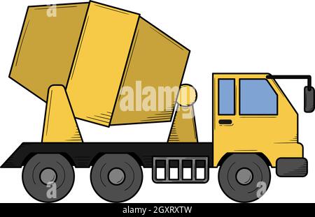 Cement truck hand drawn sketch illustration vector design Stock Vector